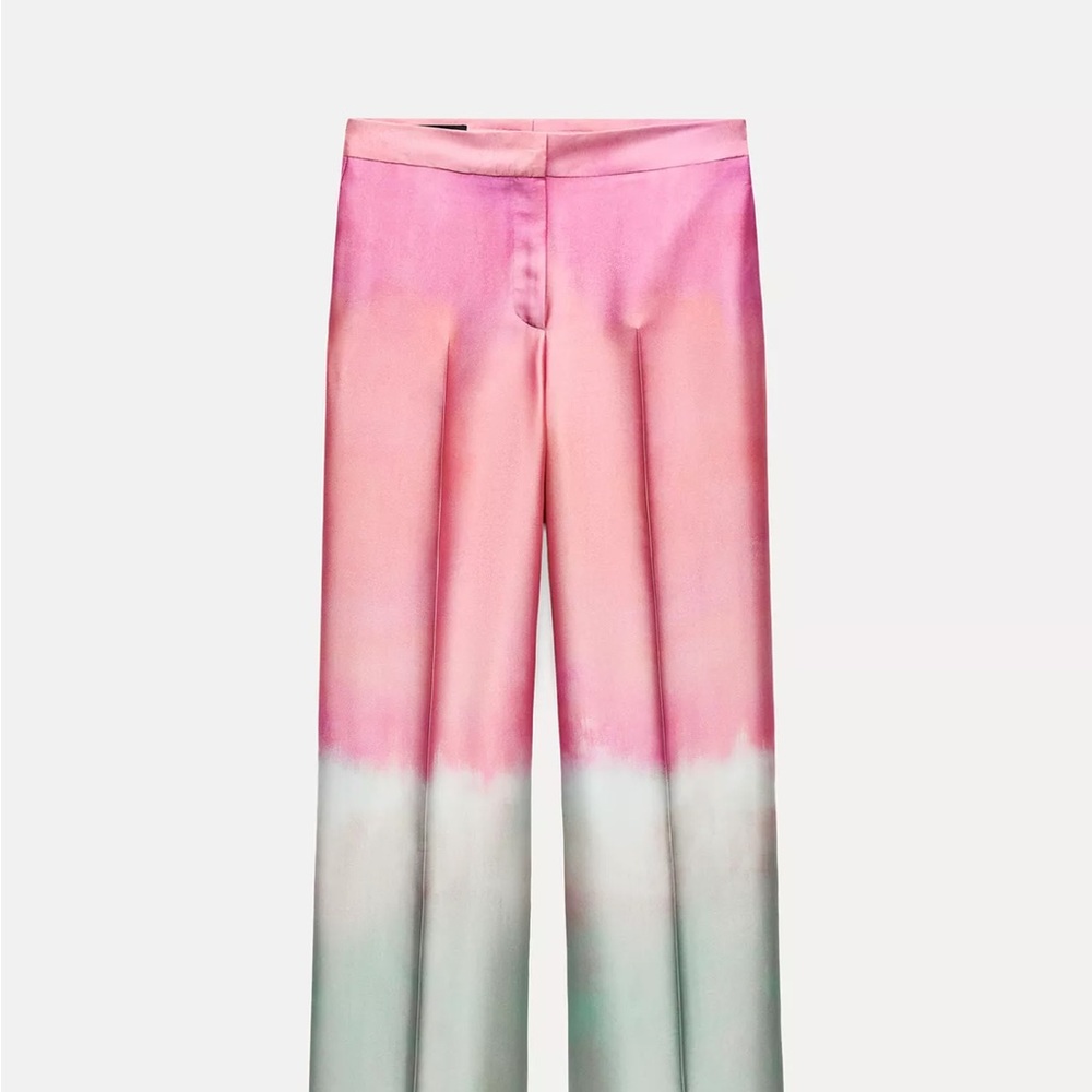 NEW Zara Tie Dye Print Pants Pink Size M